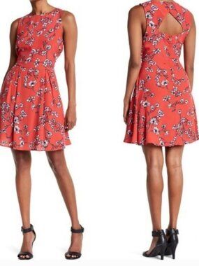 Cupcakes and Cashmere Women's Fit and Flare Midi Dress Keyhole Back Size Medium